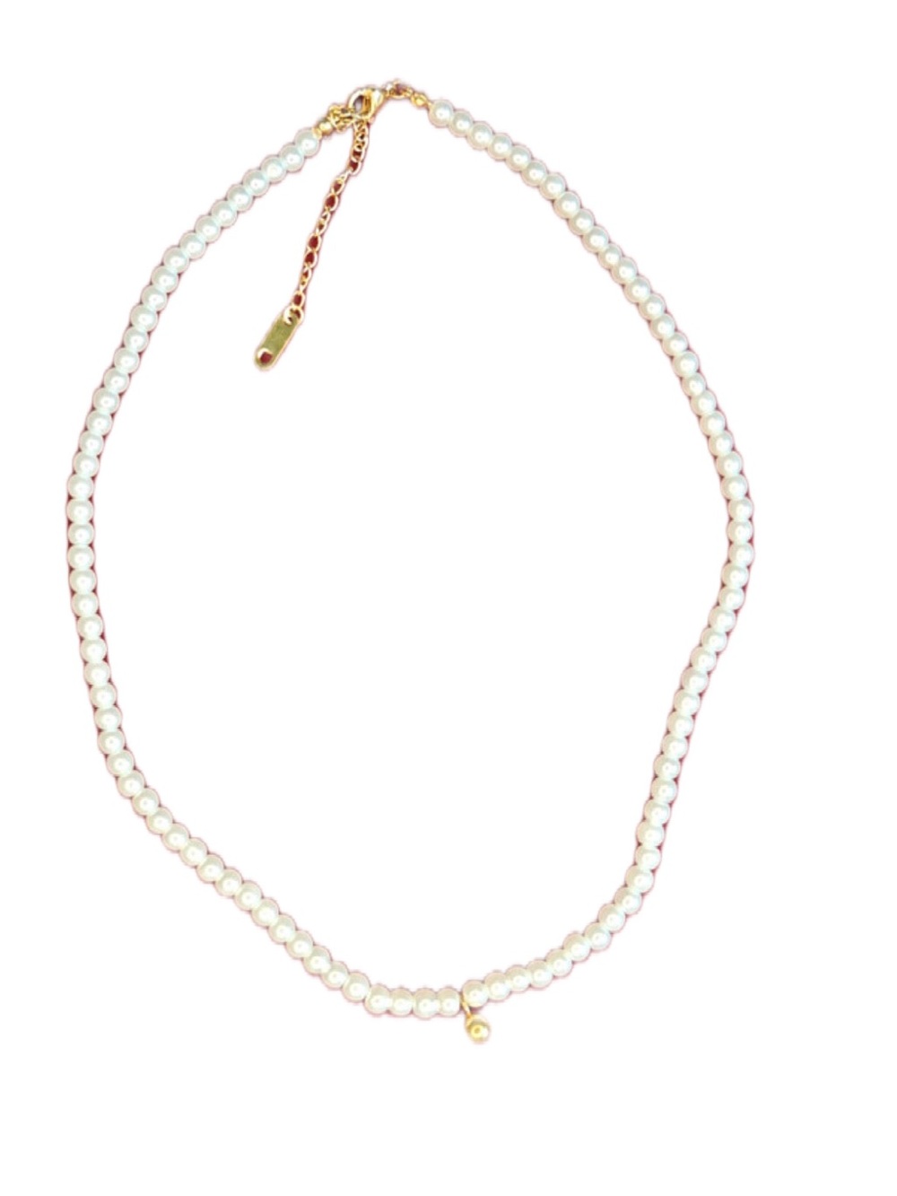 Vintage Pearl Bead Choker Necklace - White & Gold K18